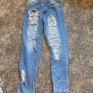 light washed ripped boyfriend jeans